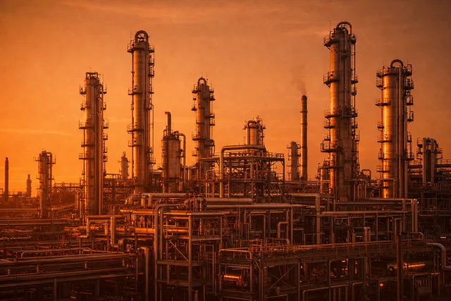 Ambiente industrial de química e petroquímica